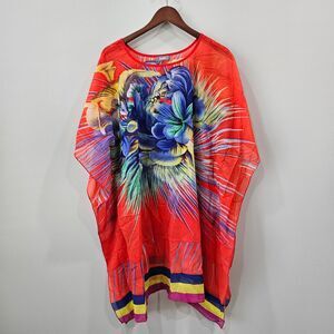 Neiman Marcus Womens Multicolor Floral Beach Coverup One Size Multicolor Resort